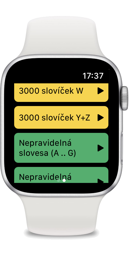 Example of an application for an Apple Watch - intuitive interface, focused on fast learning
